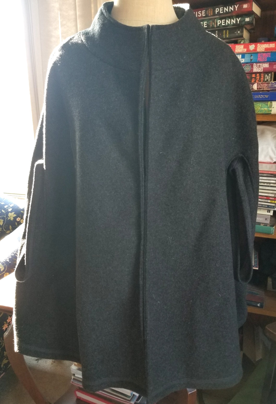 Womens Cape Coat-CHICO'S-gray wool blend Overcoat Classic capsule-S/M